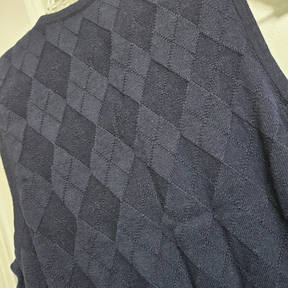 Ralph Lauren Sweater Vest Kids M Navy Blue Polo Golf Argyle V-Neck Cotton Knit‎